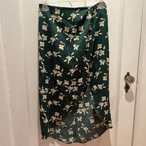 Urban Outfitters Green Floral Slit Skirt